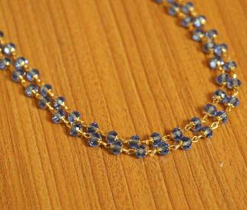 Blue Swarowski Crystal 2 Line Necklace Set 2