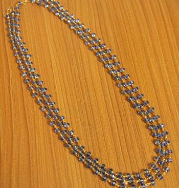 Blue Swarowski Crystal 3 Line Necklace Set 1