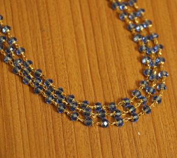 Blue Swarowski Crystal 3 Line Necklace Set 2