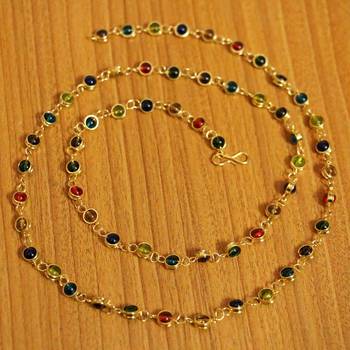 Single Line Multicolour Fine Gold Plated Necklace 2