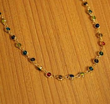 Single Line Multicolour Fine Gold Plated Necklace 3
