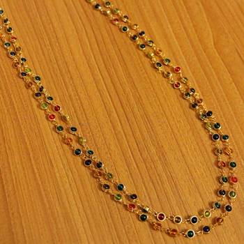 2 Line Multicolour Fine Gold Plated Necklace 1