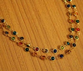 2 Line Multicolour Fine Gold Plated Necklace 2