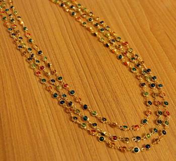 3 Line Multicolour Fine Gold Plated Necklace Set 1