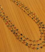 3 Line Multicolour Fine Gold Plated Necklace Set