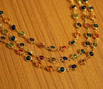 3 Line Multicolour Fine Gold Plated Necklace Set 2