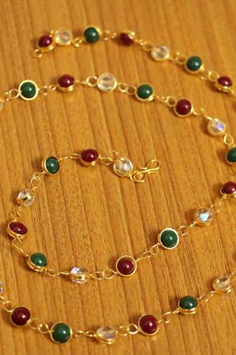 Multicolour Gold Plated Single Line Necklace