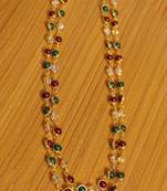 Multicolour Gold Plated 2 Line Necklace