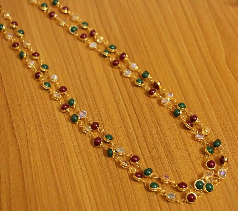 Multicolour Gold Plated 2 Line Necklace