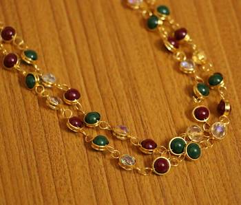 Multicolour Gold Plated 2 Line Necklace 2