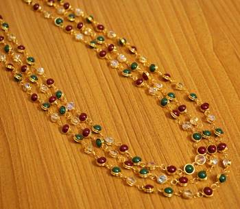 Multicolour Gold Plated 3 Line Necklace 2