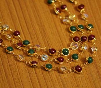 Multicolour Gold Plated 3 Line Necklace 3