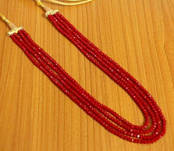 4 Line Ruby Colour Multi String Necklace 1