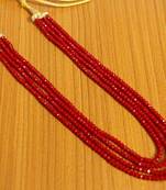 4 Line Ruby Colour Multi String Necklace