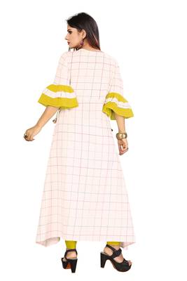Off White Color Cotton Fabric Weaving Kurti For Women 4