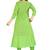 Parrot Green Color Cotton Fabric Embroidery And Weave Kurti For Women