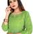 Parrot Green Color Cotton Fabric Embroidery And Weave Kurti For Women
