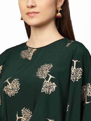 Green printed rayon long-kurtis 3
