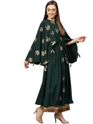 Green printed rayon long-kurtis 5
