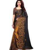 Yellow printed shimmer saree with blouse