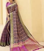Multicolor woven banarasi silk saree with blouse