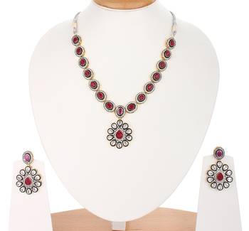 Maroon Victoria Cubic Zirconia Necklace Sets 1