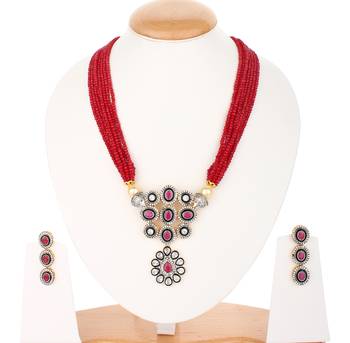 Designer Maroon Victorian Royal  Cubic Zirconia Necklace Sets 1