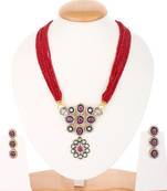Designer Maroon Victorian Royal  Cubic Zirconia Necklace Sets