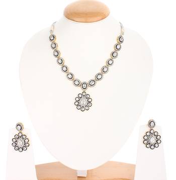 Silver Cubic Zirconia Designer Victoria Necklace Sets 1