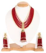 Designer Partywear Red Onyx Designer Long Necklace Sets