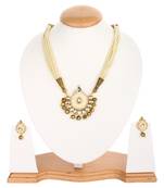 Royal Beige Color Peacock Kundan  Onyx Necklace Sets