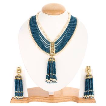 Royal Blue Designer Kundan  Onyx Necklace Sets 1
