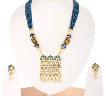 Blue Kundan  Agate Necklace Sets 1