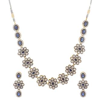 Blue Victoria Designer Cubic Zirconia Necklace Sets 1