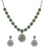 Emrald Green Partywear Cubic Zirconia Necklace Sets