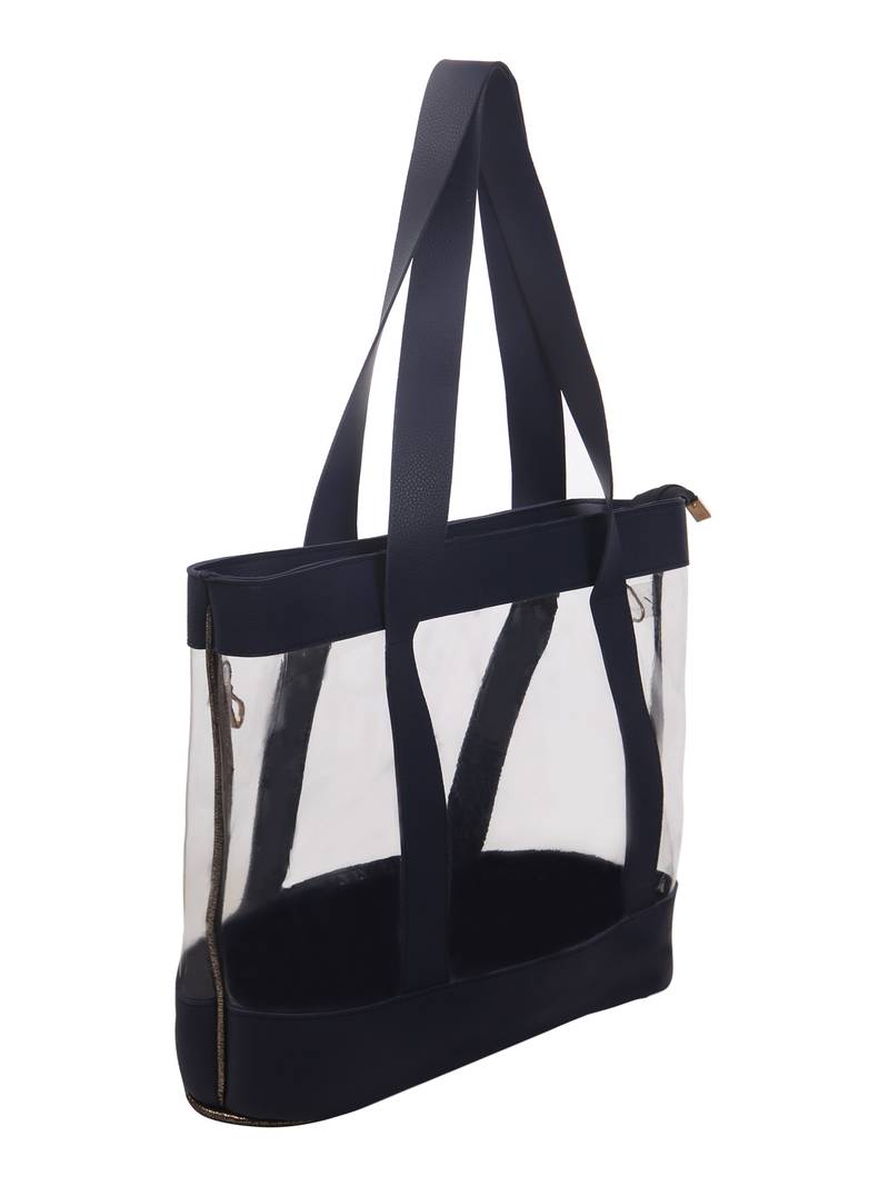 Blue Color Transparent butterfly Tote Bag With Detachable Pouch