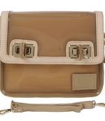Beige Couple lock mini jelly sling Bag