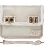 White Couple lock jelly sling Bag