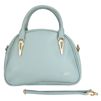 Teal Solid colour D Shaped Hand Bag for women - VDesi - 2893560