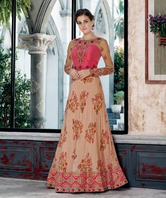 Peach Embroidered Silk Semi Stitched Lehenga With Dupatta 2