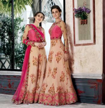 Peach Embroidered Silk Semi Stitched Lehenga With Dupatta 3