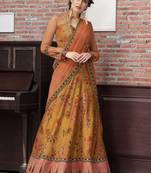 Mustard Embroidered Silk Semi Stitched Lehenga With Dupatta
