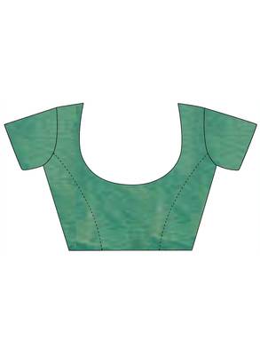 Green Embroidered Net Saree With Blouse 2