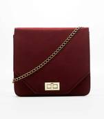Maroon Suede Sling Bag