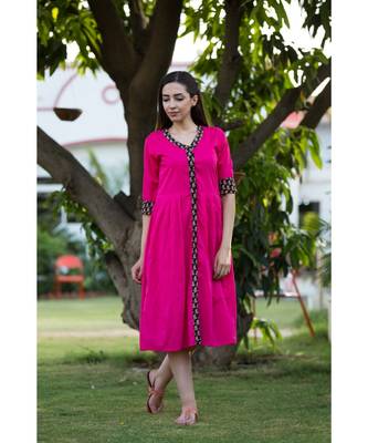 pink plain cotton dresses 1