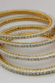 Single Line Medium Size Stone Setted 4 Pics Zerkon Stones Bangles