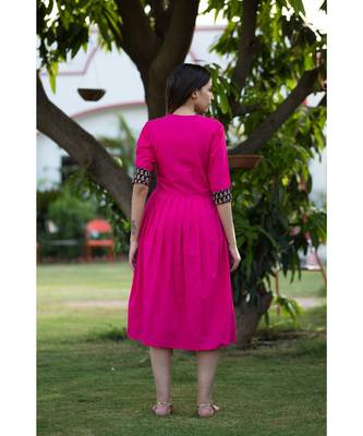 pink plain cotton dresses 3