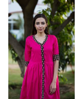 pink plain cotton dresses 4