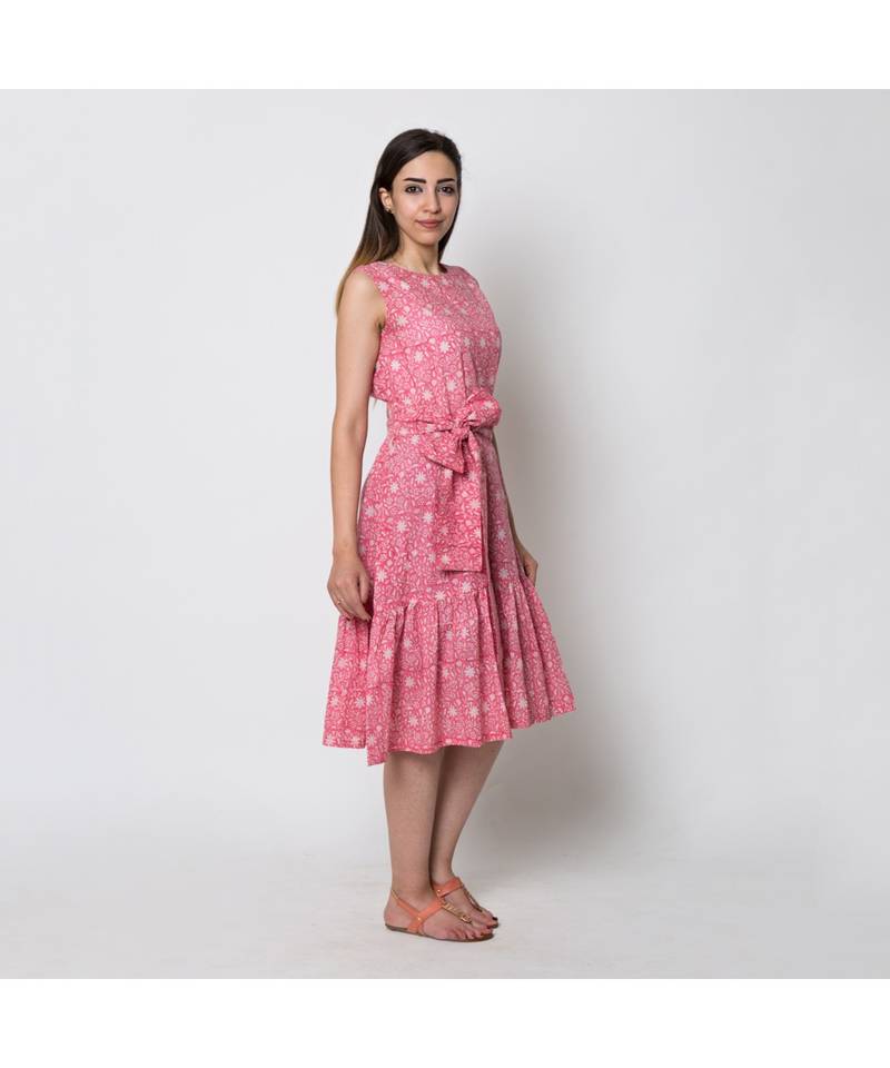 peach printed cotton dresses