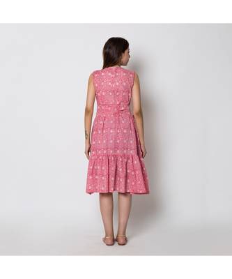peach printed cotton dresses 3